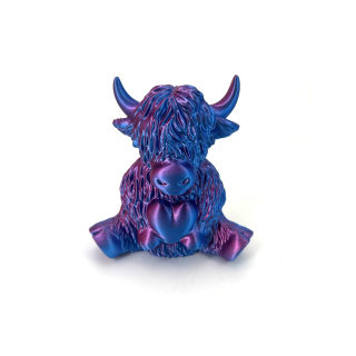 Purple Blue Green 3D Printed Highland Cow A
