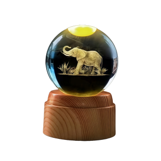 Elephant Rotating 3D Crystal Globe Light