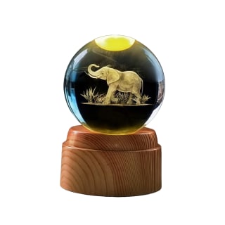 Elephant Rotating 3D Crystal Globe Light