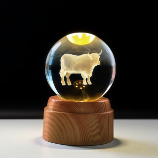 Highland Cow Rotating 3D Crystal Globe Light