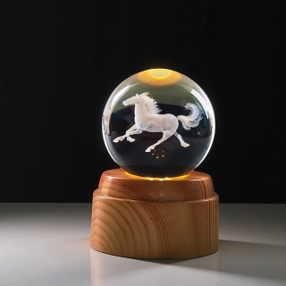 Horse Rotating 3D Crystal Globe Light