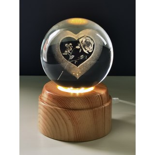 Rose and Heart Rotating 3D Crystal Globe Light