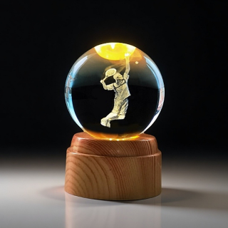 Tennis Player Rotating 3D Crystal Globe Light