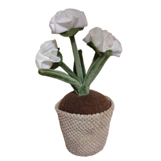 White Carnation Flower Pot Door Stop