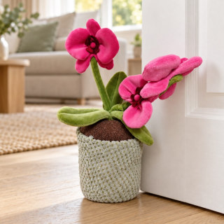 Pink Orchid Flower Pot Door Stop