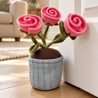 Pink Rose Flower Pot Door Stop