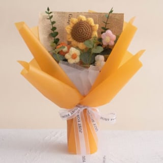 Sunflower Crochet Flower Bouquet - Orange Wrap