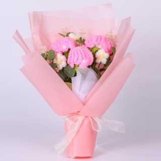 Pink Carnation Crochet Flower Bouquet