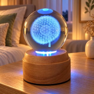 Dandelion Rotating 3D Crystal Globe Light - Wooden