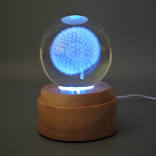 Dandelion Rotating 3D Crystal Globe Light - Wooden