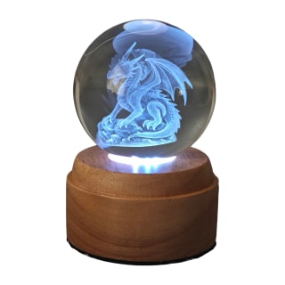 Dragon Rotating 3D Globe Light - Wooden