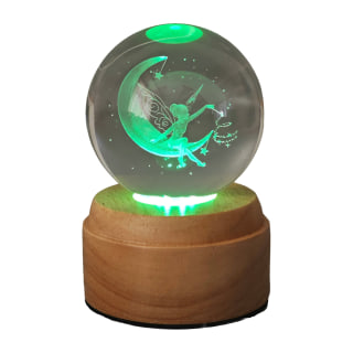 Fairy Rotating 3D Crystal Globe Light - Wooden