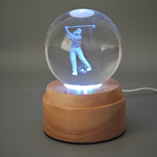 Golf Rotating 3D Crystal Globe Light - Wooden