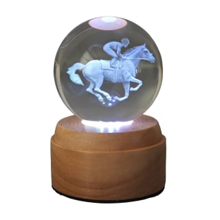 Horse Rider Rotating 3D Globe Light - Wooden