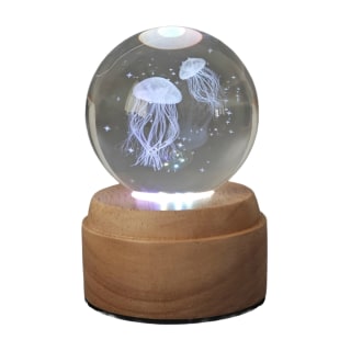 Jellyfish Rotating 3D Crystal Globe Light - Wooden