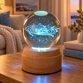 Solar System Rotating 3D Globe Light - Wooden