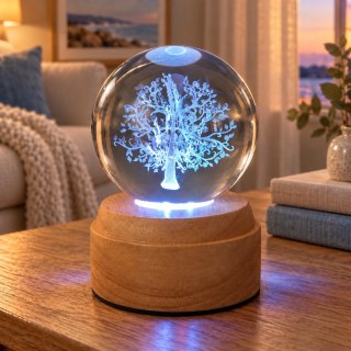 Tree of Life Rotating 3D Globe Light - Wooden