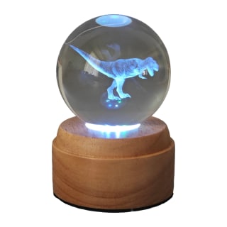 T Rex Rotating 3D Globe Light - Wooden
