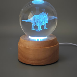  Triceratops Rotating 3D Globe Light - Wooden