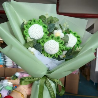 Triple Sunflower Crochet Flower Bouquet - Green