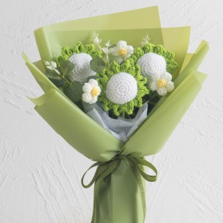 Triple Sunflower Crochet Flower Bouquet - Green