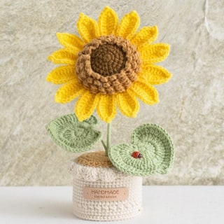 Crochet Sunflower with Crochet Pot - Yellow