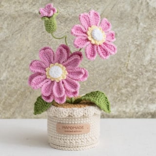 Crochet Gerbera with Crochet Pot - Pink