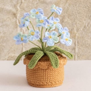 Crochet Forget-Me-Not with Crochet Pot - Blue