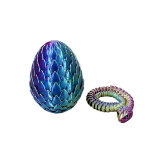 Purple Blue Green 3D Printed Snake in Egg