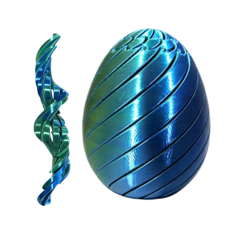 Blue Green 3D Printed Twisty Fidget Egg