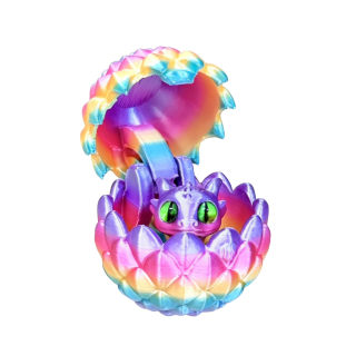 3D Printed Baby Dino in Egg - Candy Rainbow