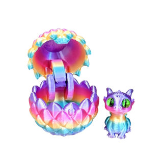 3D Printed Baby Dino in Egg - Candy Rainbow