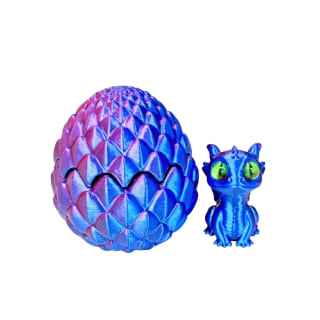 3D Printed Baby Dino in Egg - Purple Blue