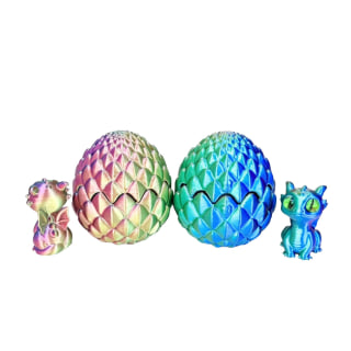 3D Printed Baby Dino in Egg - Purple Blue Green