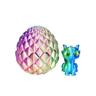 3D Printed Baby Dino in Egg - Purple Blue Green