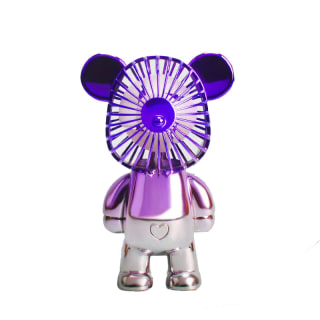 Two-Tone Purple Silver Bear Fan