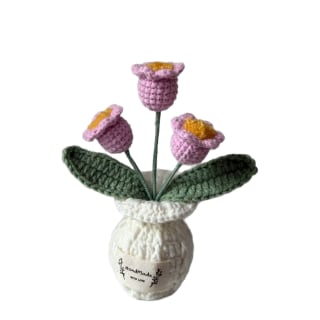 Crochet Lily of the valley with White Pot - Pink