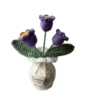 Crochet Lily of the valley with White Pot - Purple