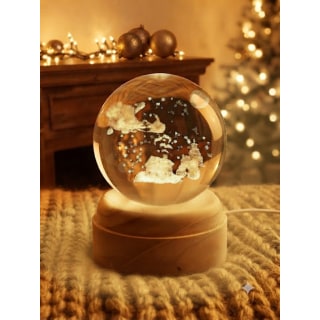 Santa's Sleigh Rotating 3D Crystal Globe Light - W