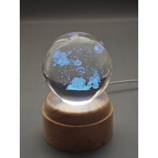 Santa's Sleigh Rotating 3D Crystal Globe Light - W