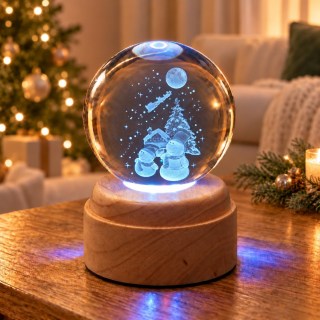 Waiting for Santa Rotating 3D Crystal Globe Light