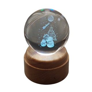 Waiting for Santa Rotating 3D Crystal Globe Light