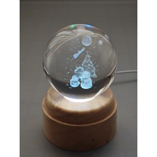 Waiting for Santa Rotating 3D Crystal Globe Light