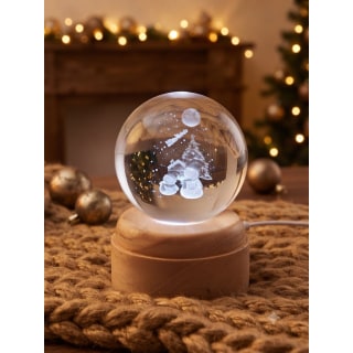 Waiting for Santa Rotating 3D Crystal Globe Light