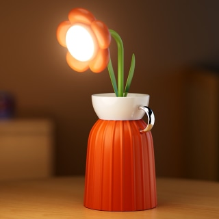 Daisy Flower Lamp with Vase - Orange