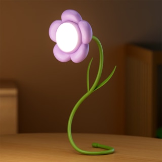 Daisy Flower Lamp with Vase - Red