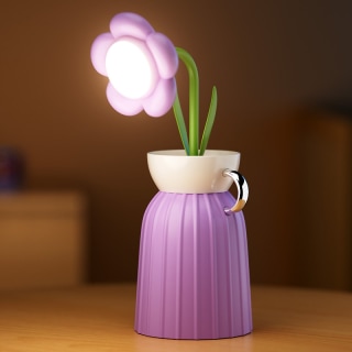 Daisy Flower Lamp with Vase - Purple