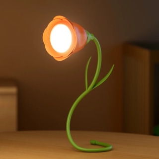 Rose Flower Lamp with Vase - Orange