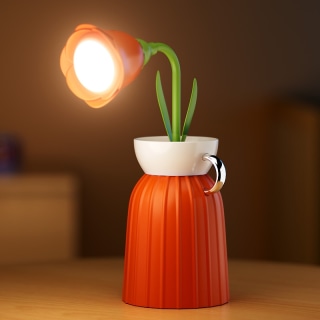 Rose Flower Lamp with Vase - Orange