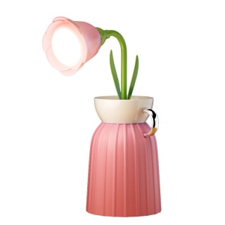 Rose Flower Lamp with Vase - Pink